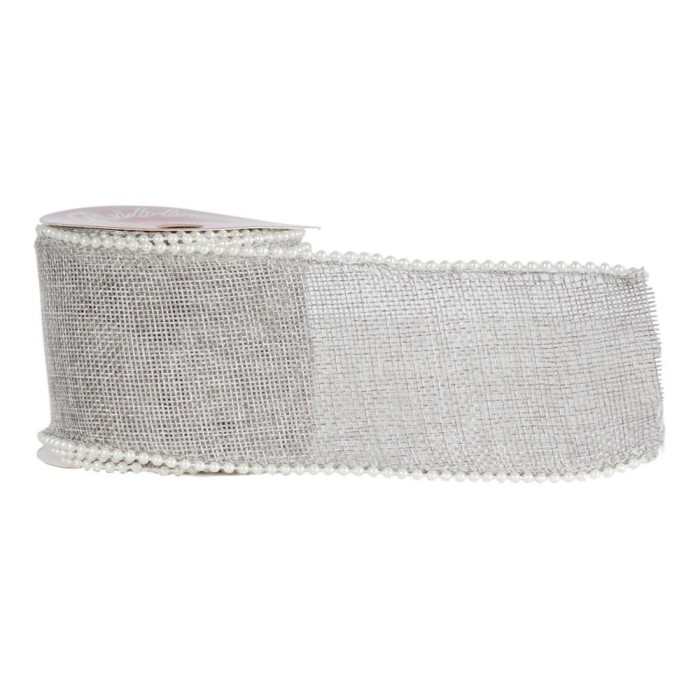 NASTRO JUTA C PERLINE SILVER 1